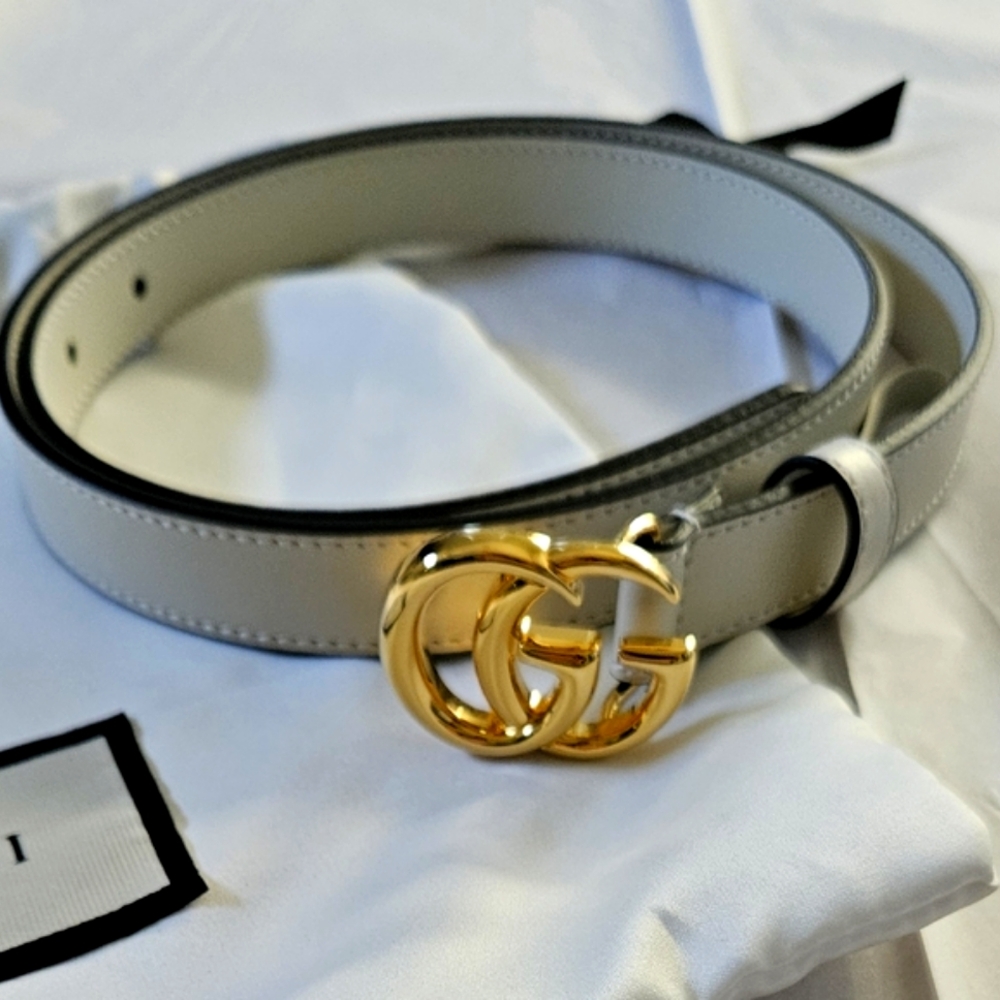 Gucci Marmont Leather Belt White 80